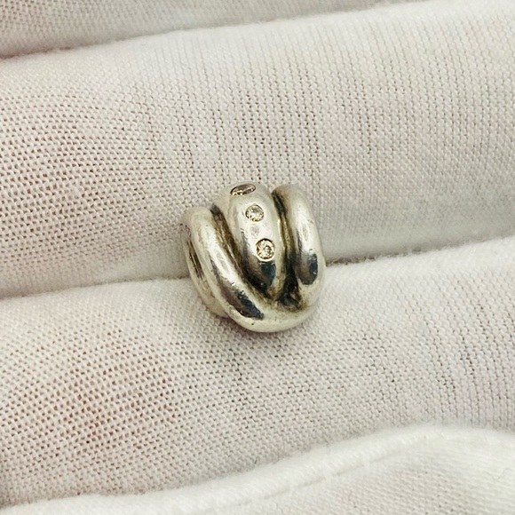 EUC Pandora 790328CCZ Sterling Silver Swirl w/ Champagne Zirconia - RARE - Picture 9 of 11